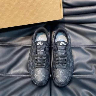 Nike Black Gray Monogram-Printed Upper Perforated Toe Cap Sneakers