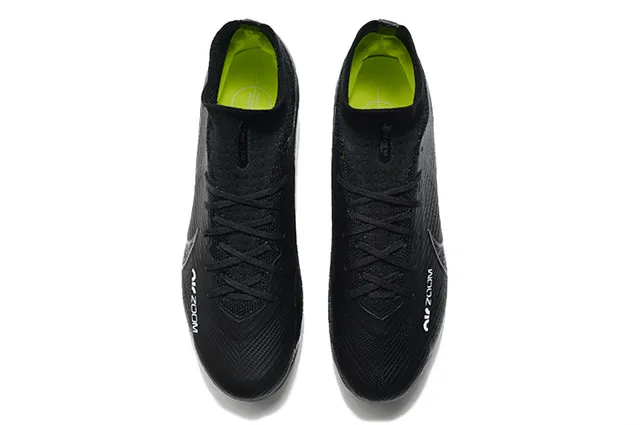 Nike Noir Vert Coupe Haute Flyknit Col Matière Texturée Synthétique Supérieure Firm-Ground Chaussures de Football 2