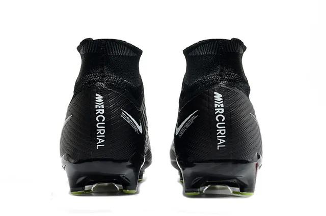 Nike Noir Vert Coupe Haute Flyknit Col Matière Texturée Synthétique Supérieure Firm-Ground Chaussures de Football 4