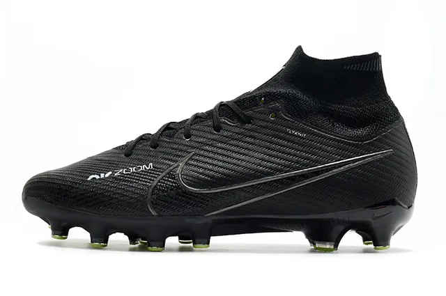 Nike Noir Vert Coupe Haute Flyknit Col Matière Texturée Synthétique Supérieure Firm-Ground Chaussures de Football 8