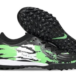 Nike Black Green Knit Upper Paint-Splatter Graphic Turf Soccer Shoes