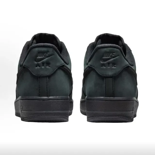 Nike Black Green Suede Upper Monochromatic Lifestyle Sneakers 2