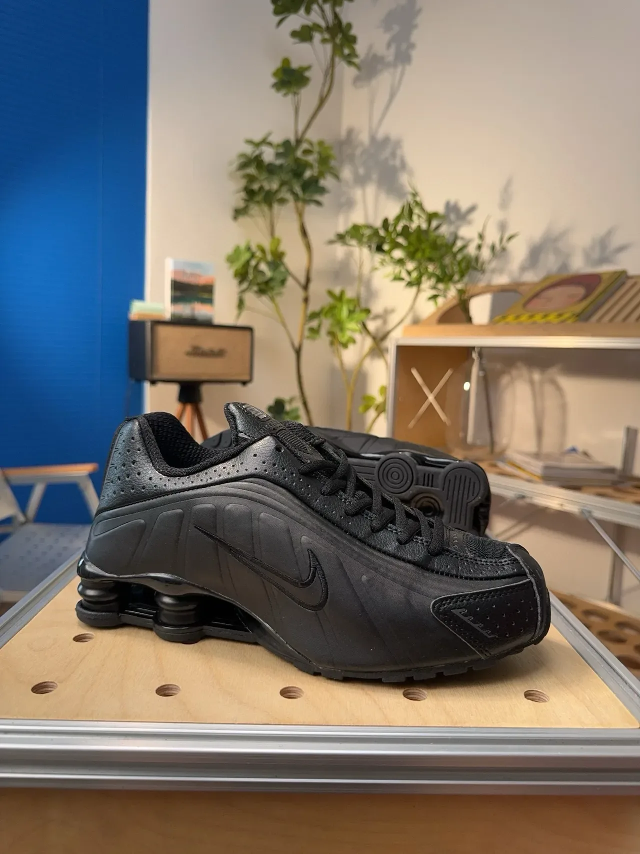 Nike Black Monochrome Perforated Leather Upper Running Shoes 2