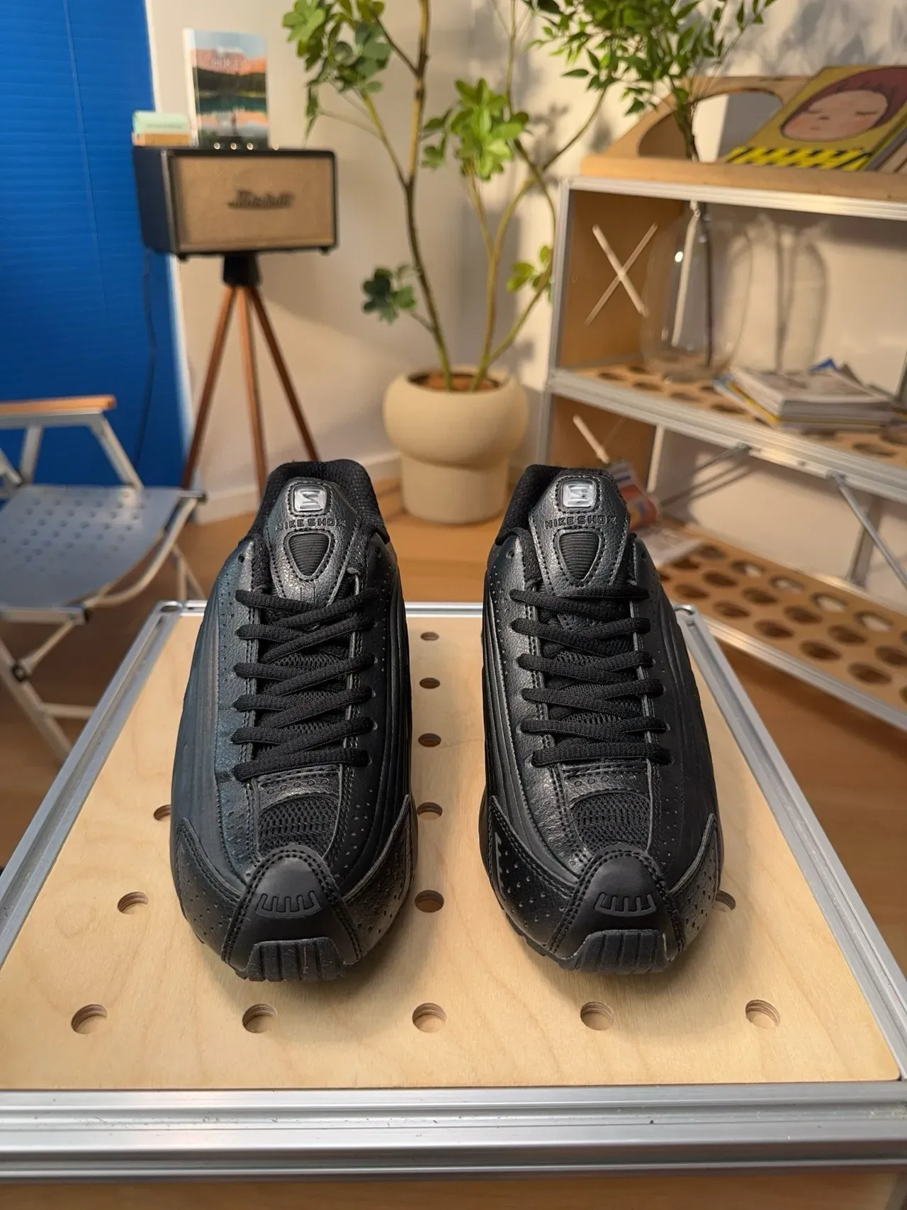 Nike Black Monochrome Perforated Leather Upper Running Shoes 5