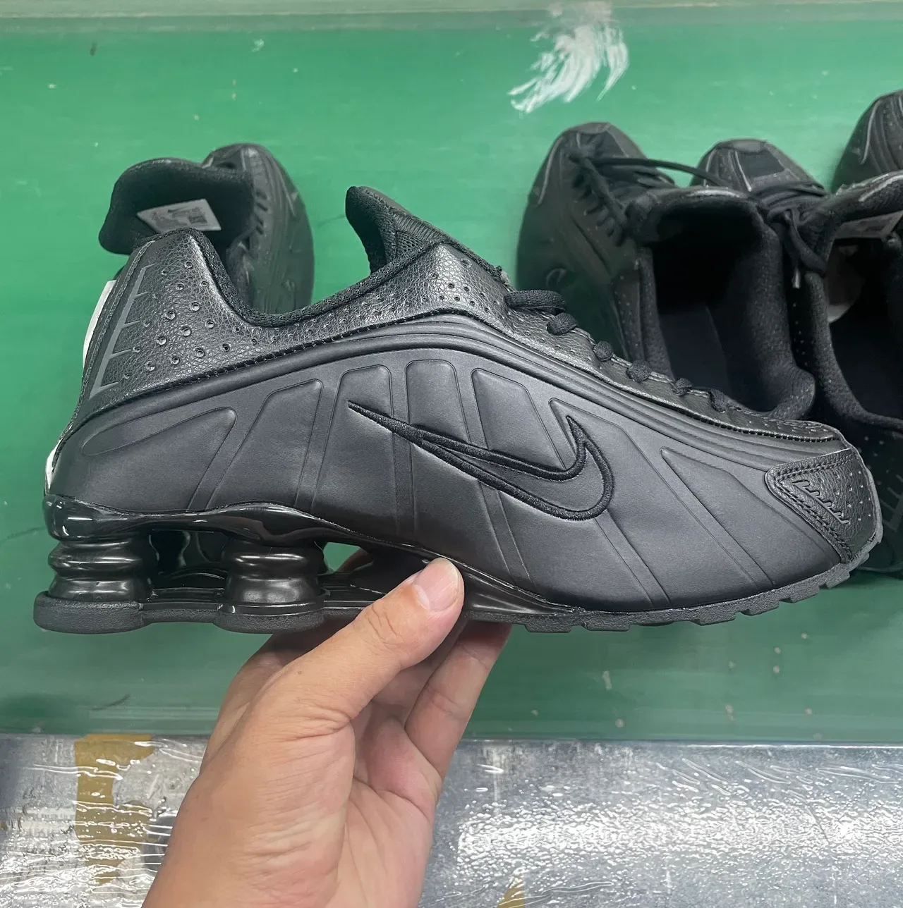 Nike Black Monochrome Perforated Leather Upper Running Shoes 7