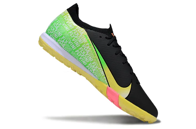 Nike Black Multicolor Low-Cut Lace-Up Gradient Swoosh Turf Soccer Shoes 2