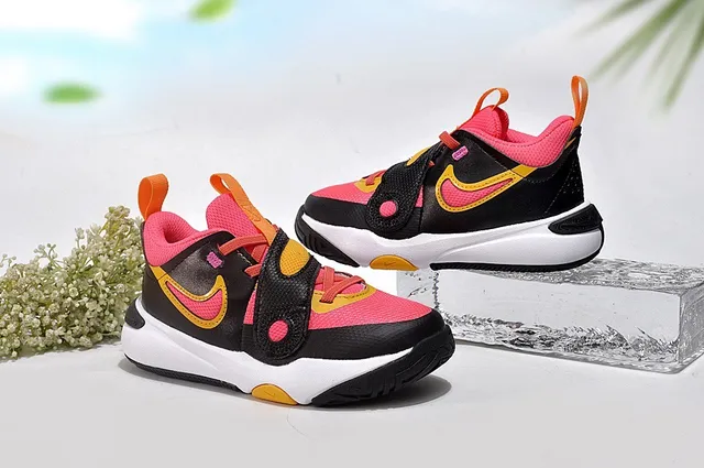 Nike Black Pink Low-Top Dual-Strap Closure Basketball Shoes 23