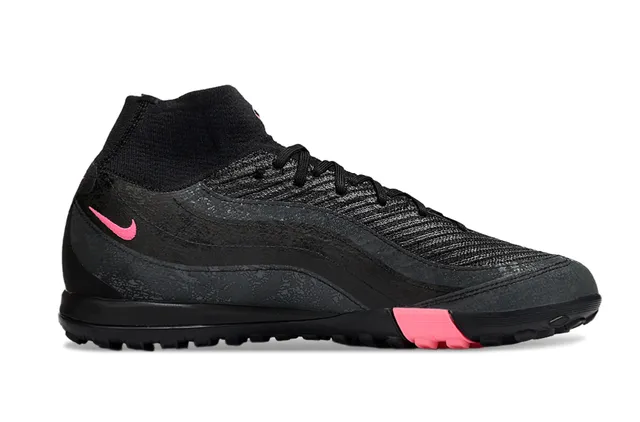 Nike أسود وردي أحذية كرة قدم Turf مع كولار محبوك، علوة صناعية متموجة، ملائم للجوارب 5
