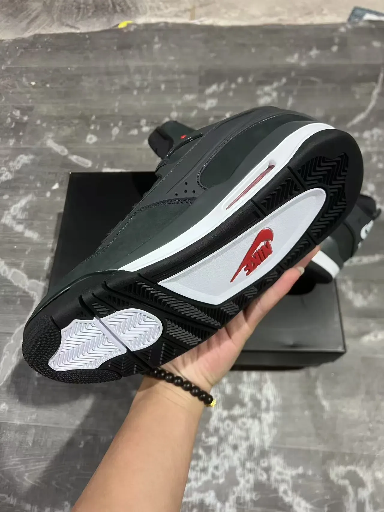 Nike Noir Rouge Superpositions Synthétiques Stratifiées Fenêtre Unité Air Chaussures Lifestyle 6