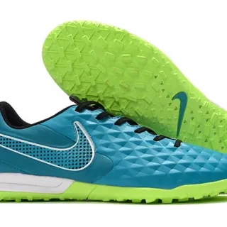 Nike Sapatos de futebol turf com painel de malha perfurada superior acolchoado em diamante azul verde