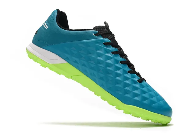 Nike Blue Green Diamond-Quilted Upper Perforated Mesh Panel Turf Soccer Shoes 2