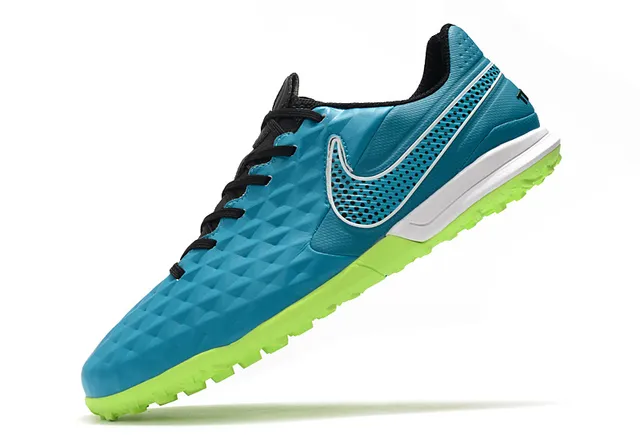 Nike Blue Green Diamond-Quilted Upper Perforated Mesh Panel Turf Soccer Shoes 3