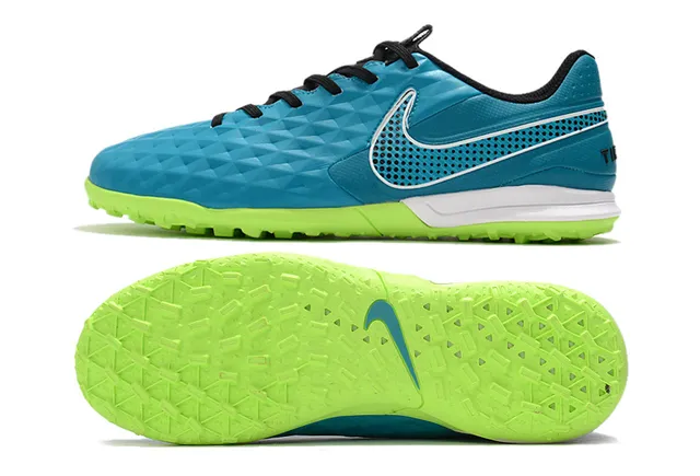 Nike Blue Green Diamond-Quilted Upper Perforated Mesh Panel Turf Soccer Shoes 6