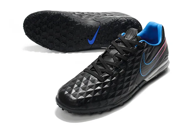 Nike Blue Green Diamond-Quilted Upper Perforated Mesh Panel Turf Soccer Shoes 24