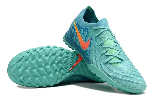 Nike Blue Orange Knit Upper Stud Outsole Turf Soccer Shoes 3