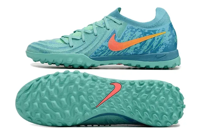 Nike Blue Orange Knit Upper Stud Outsole Turf Soccer Shoes 5