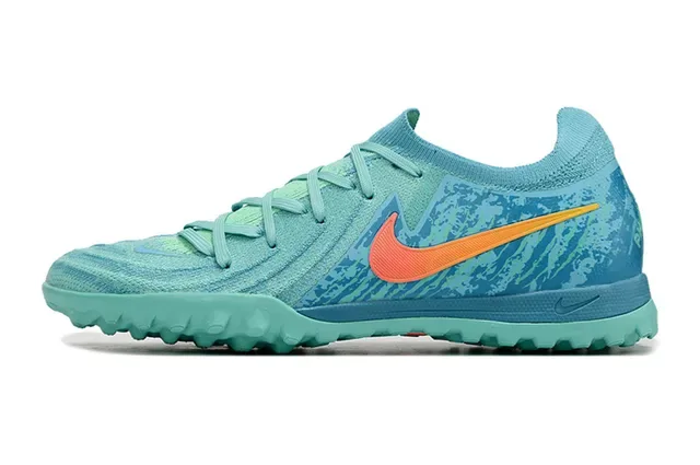 Nike Blue Orange Knit Upper Stud Outsole Turf Soccer Shoes 8