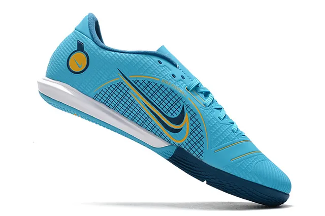 Nike Chaussures de football indoor bleu orange coupe basse upper synthétique overlay texturé grille 2