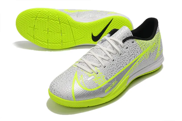 Nike Chaussures de football indoor bleu orange coupe basse upper synthétique overlay texturé grille 10