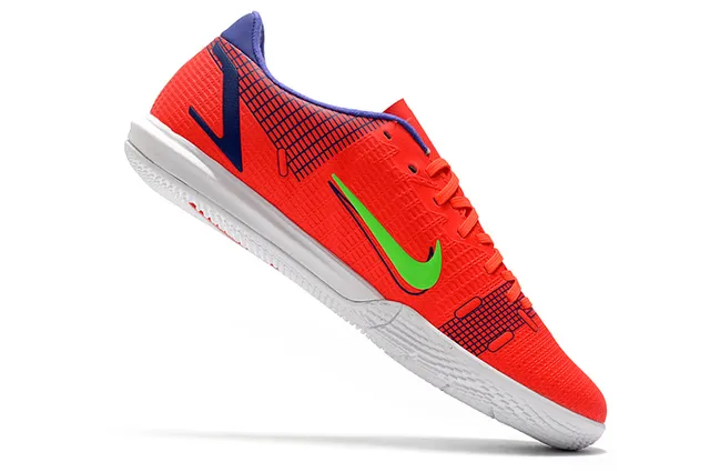 Nike Chaussures de football indoor bleu orange coupe basse upper synthétique overlay texturé grille 15