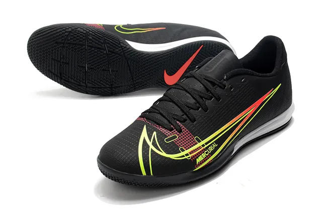 Nike Chaussures de football indoor bleu orange coupe basse upper synthétique overlay texturé grille 23