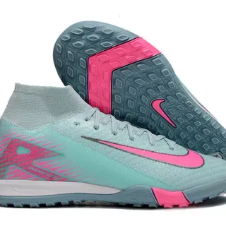 Nike 蓝色粉色 袜合身 针织鞋面 高帮 踝部 草地足球鞋