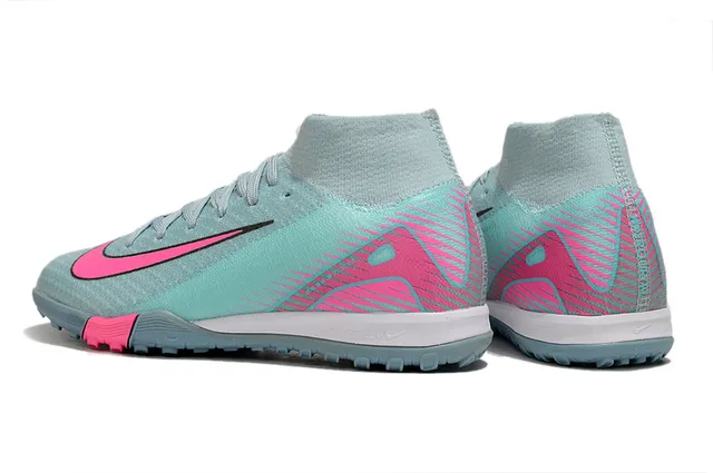 Nike Blue Pink Sock-Fit Knit Upper High-Top Ankle Collar Turf Soccer Shoes 4