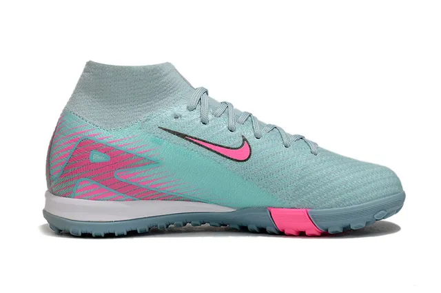 Nike Blue Pink Sock-Fit Knit Upper High-Top Ankle Collar Turf Soccer Shoes 5