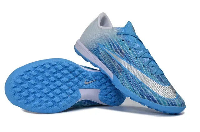 Nike Blue Purple Low-Cut Knit Upper Turf Soccer Shoes 4