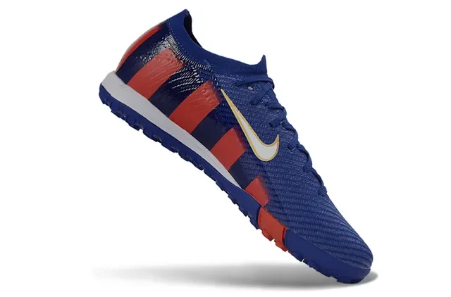 Nike Chaussures de Football Turf Bleu Rouge Design de Rayures Verticales Haut Tricot 2