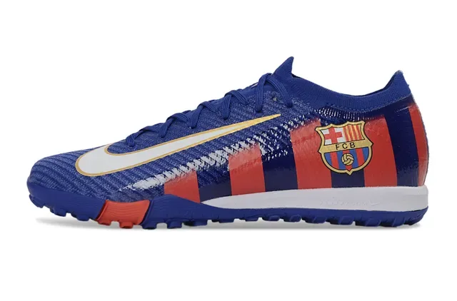 Nike Chaussures de Football Turf Bleu Rouge Design de Rayures Verticales Haut Tricot 7