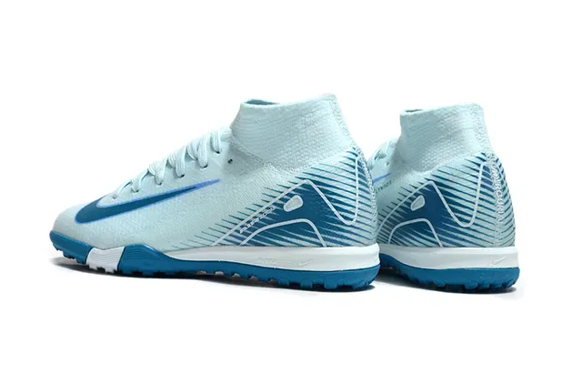 Nike Azul Branco Upper de Tricô Low-Cut Ankle Collar Zapatilhas de Futebol Turf 4