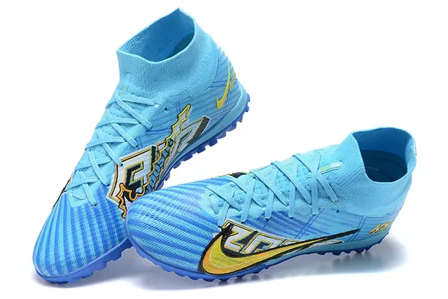 Nike Zapatillas de Fútbol Turf Azul y Amarillo High-Top con Upper de Tejido y Superficie de Caja Sintética 2