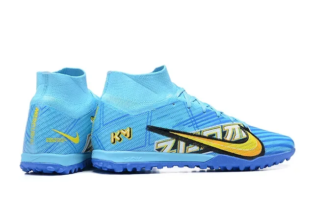 Nike Zapatillas de Fútbol Turf Azul y Amarillo High-Top con Upper de Tejido y Superficie de Caja Sintética 5