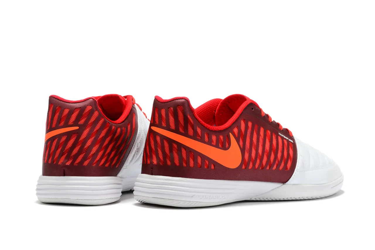 Nike Burgundy Orange Chaussures de soccer indoor avec capuchon d'orteil en cuir matelassé et dessus synthétique ventilé 2
