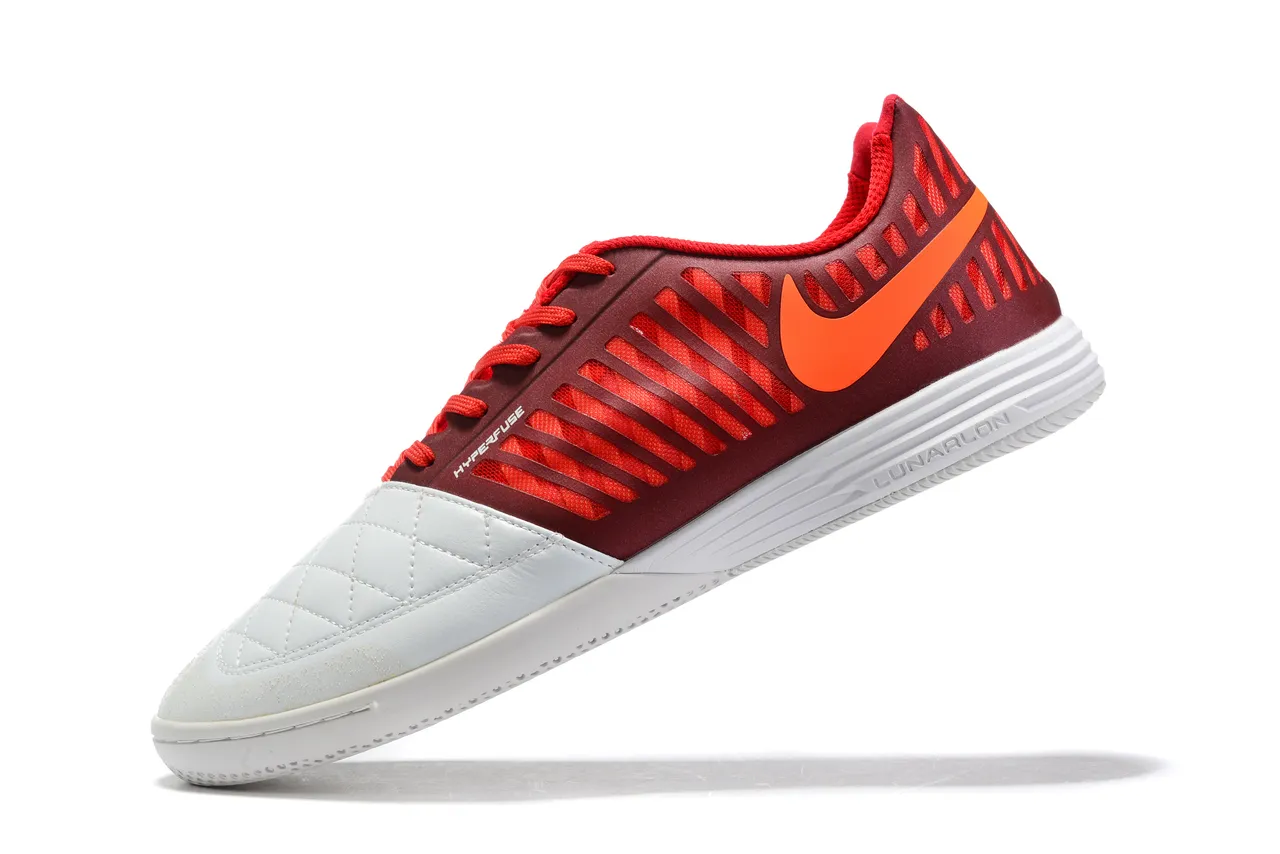 Nike Burgundy Orange Chaussures de soccer indoor avec capuchon d'orteil en cuir matelassé et dessus synthétique ventilé 6
