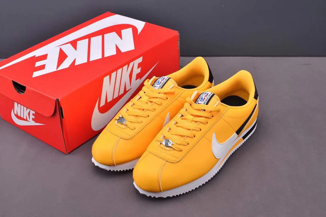 Nike Cortez Yellow Black White Lifestyle Sneakers 2