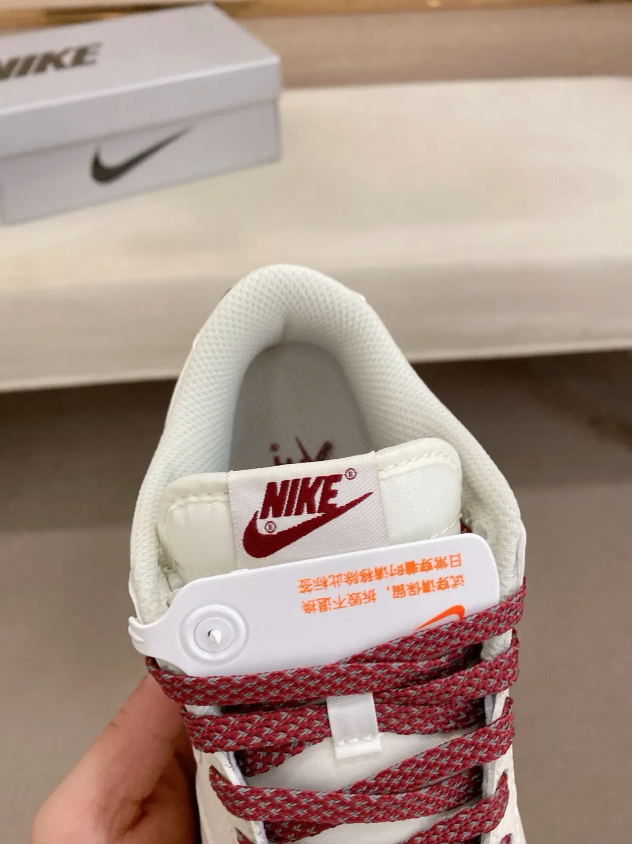 Nike Dunk Low White Maroon Lifestyle Sneakers 6