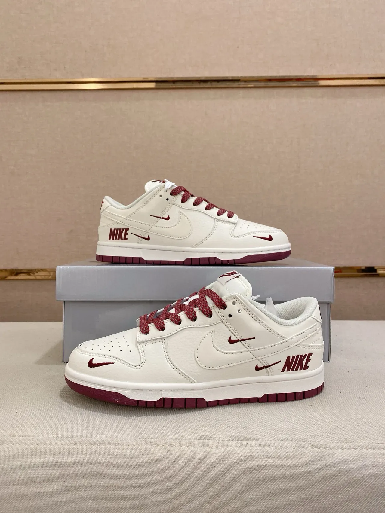 Nike Dunk Low White Maroon Lifestyle Sneakers 7