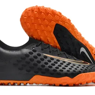 Nike Flyknit Ultra Tênis de Futebol Preto Laranja Turf