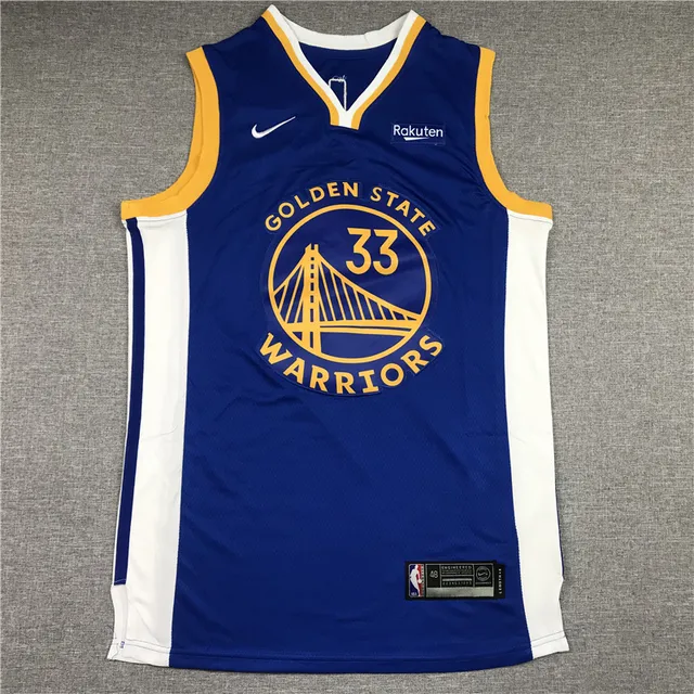Nike Golden State Warriors #33 أزرق ذهبي V-نيك بدون أكمام تريم تيشيرت 3