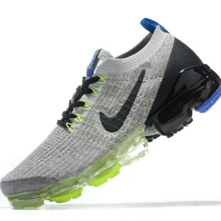 Nike Tênis de Corrida Cinza Verde Flyknit Upper Sola Unidade de Ar Visível Comprimento Completo
