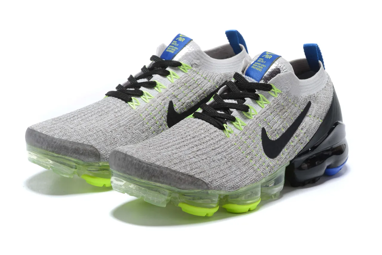 Nike Gray Green Flyknit Upper Full-Length Visible Air Unit Sole Running Shoes 4