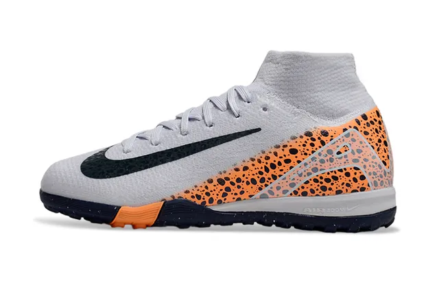 Nike Gray Orange Sock-Fit Collar Speckled Side Panel Indoor Soccer Shoes 6
