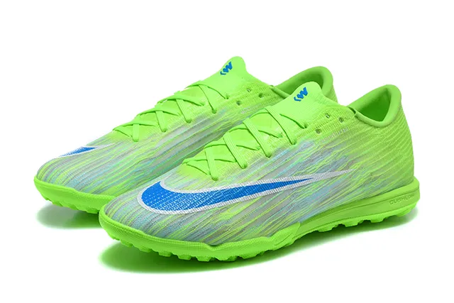 Nike Verde Azul Tênis de Futebol Low-Cut Upper Sintético Tricotado para Gramado 8