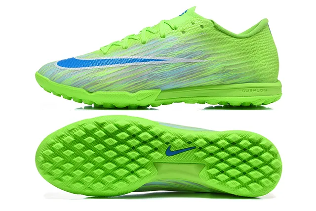 Nike Verde Azul Tênis de Futebol Low-Cut Upper Sintético Tricotado para Gramado 9