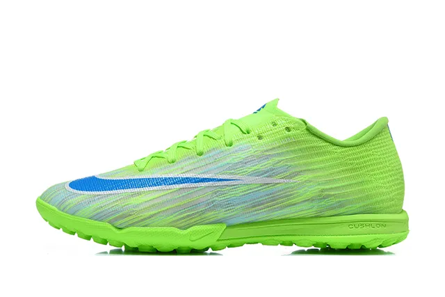 Nike Verde Azul Tênis de Futebol Low-Cut Upper Sintético Tricotado para Gramado 10
