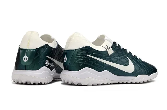 Nike Green White Quilted Leather Upper Low-Cut Silhouette Turf Soccer Shoes 5