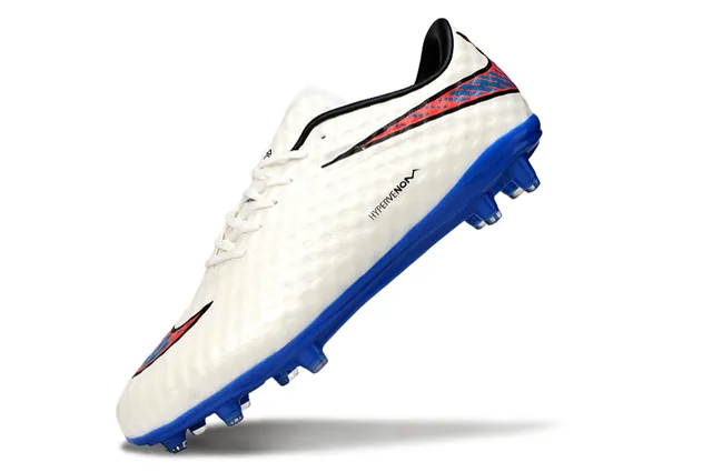 Nike Hypervenom أبيض أزرق منخفض القطع رباط خلفي سطح اصطناعي مصقول أرض صلبة أحذية كرة القدم 3