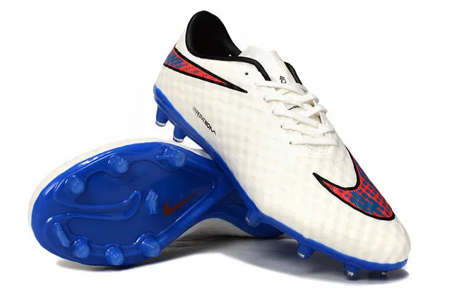 Nike Hypervenom أبيض أزرق منخفض القطع رباط خلفي سطح اصطناعي مصقول أرض صلبة أحذية كرة القدم 4
